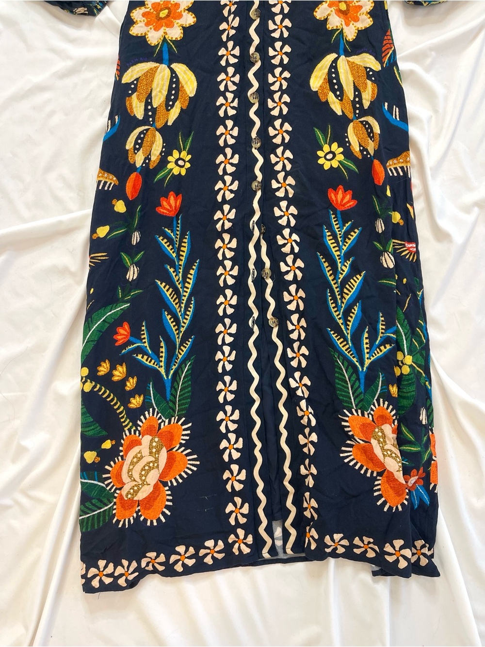 Farm Rio x Anthropologie Floral Long Sleeve Button Front Midi Maxi Shirt Dress - Picture 6 of 9